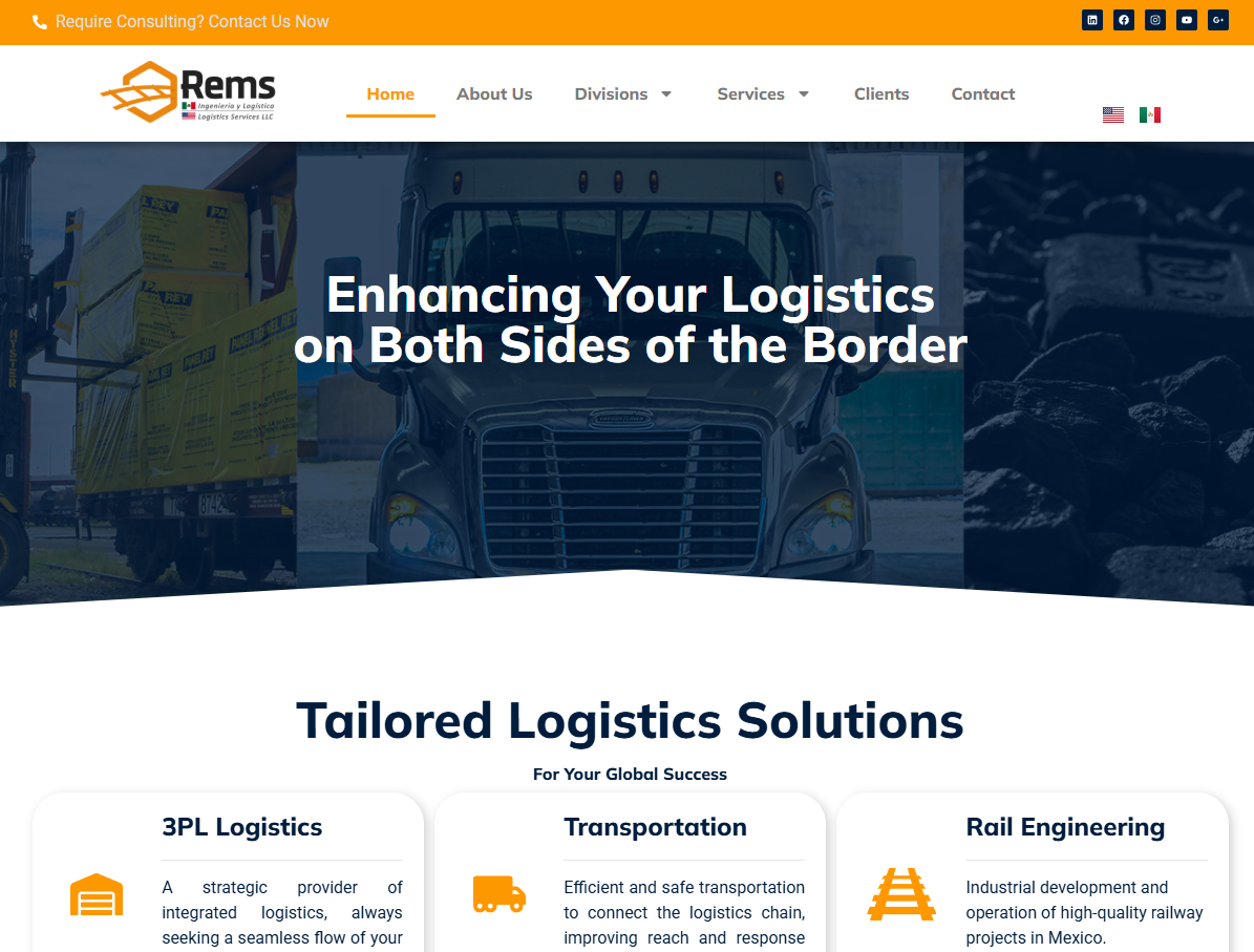 Página de inicio de REMS Logistics